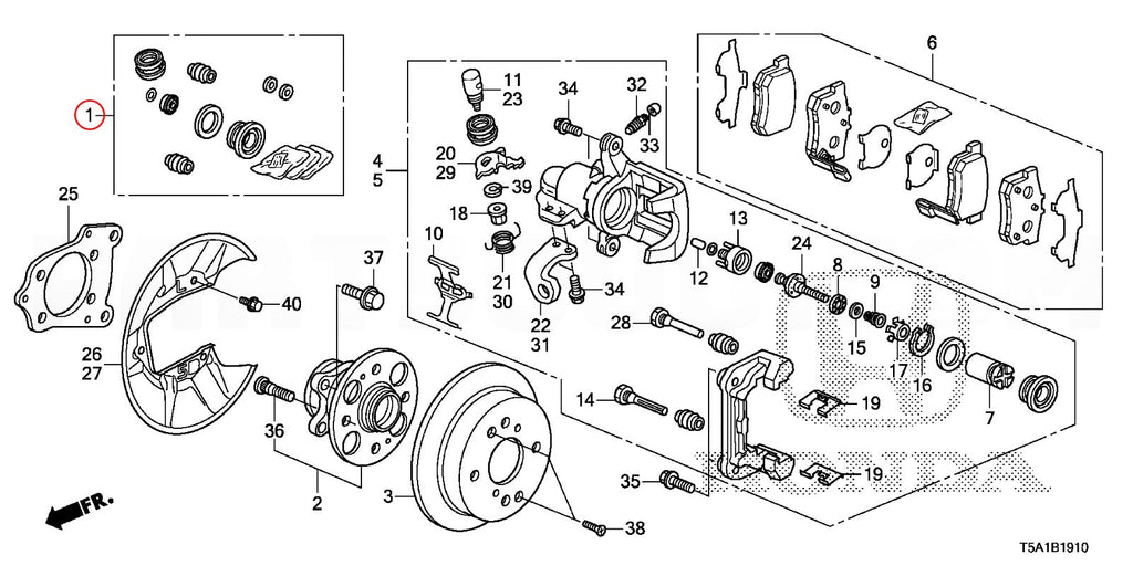 Genuine Honda Parts - Caliper set repair kit Rear RR - Honda - Fit-Jazz GK5 - Rzcrewgarage