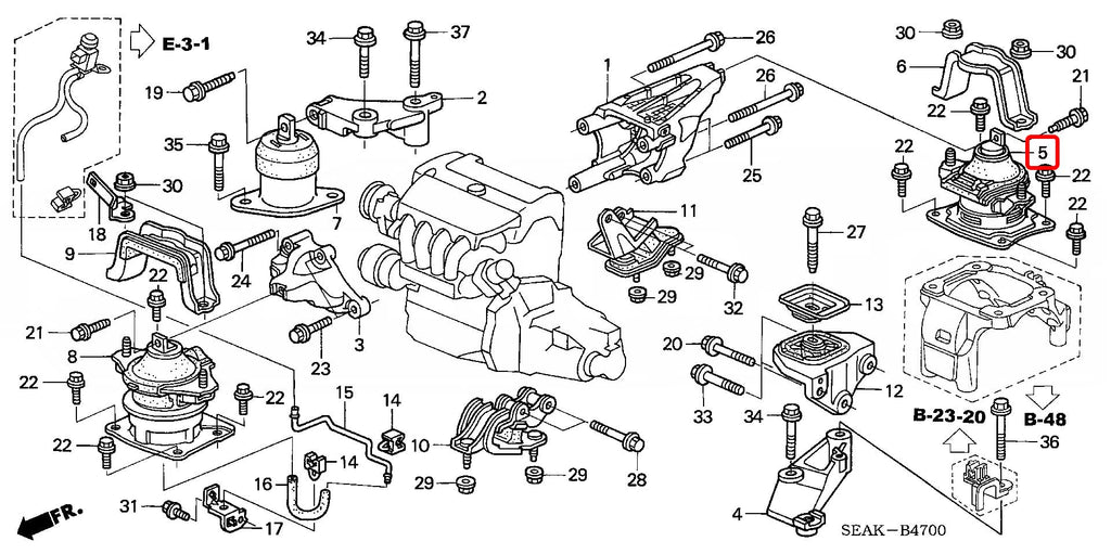 Honda Rubber, Engine RR. Mounting (MT) - Honda - Accord Euro R CL7