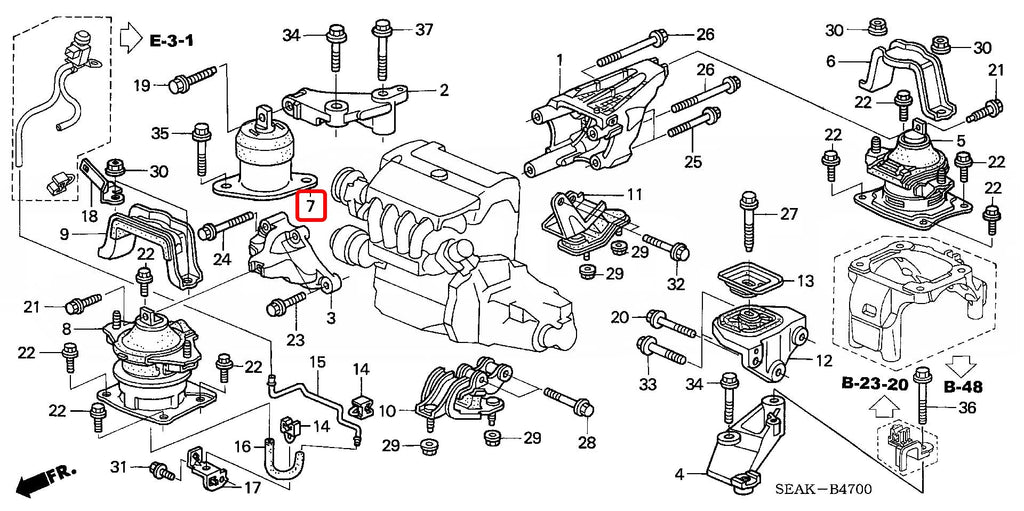 Honda Rubber Assy. Engine Side Mounting (MT) - Honda - Accord Euro R CL7