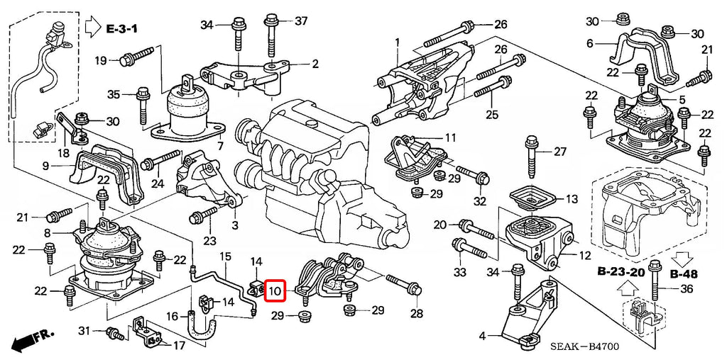 Honda Rubber Fr. Transmission Lower Mounting (MT) - Honda - Accord Euro R CL7