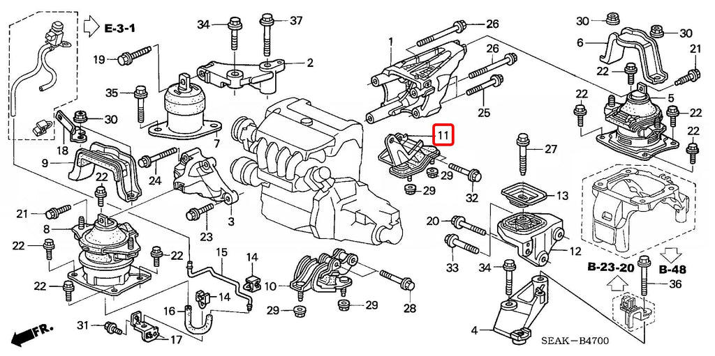 Honda Rubber Rr. Transmission Lower Mounting (MT) - Honda - Accord Euro R CL7