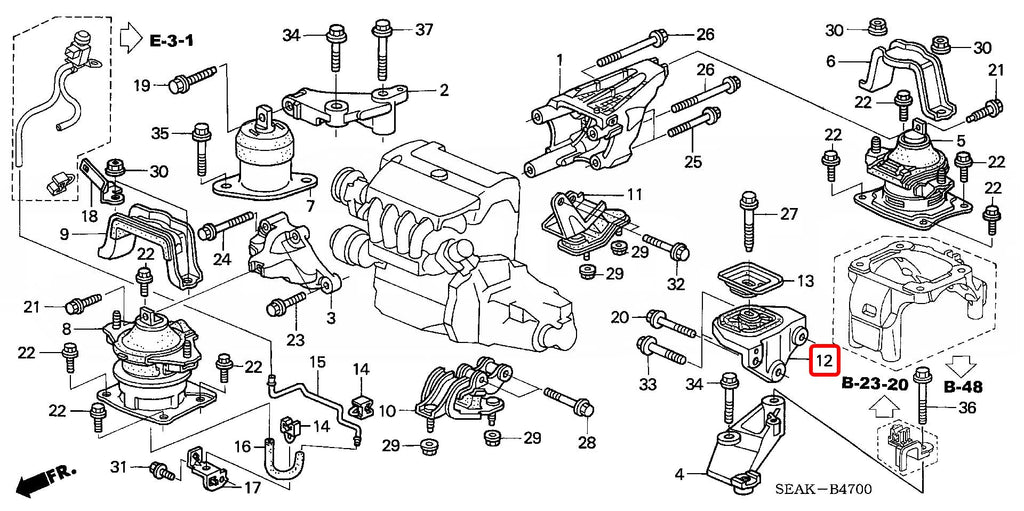 Honda Rubber Transmission Upper Mounting - Honda - Accord Euro R CL7