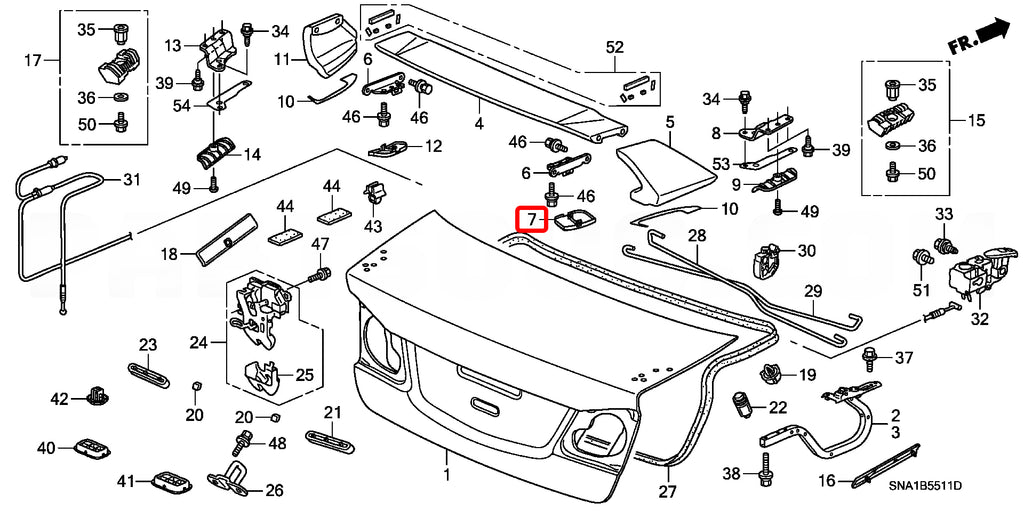 Genuine Honda Parts - Cover, Trunk Spoiler Upper 71704-SNW-Z01ZA - Honda - Civic Type R FD2R