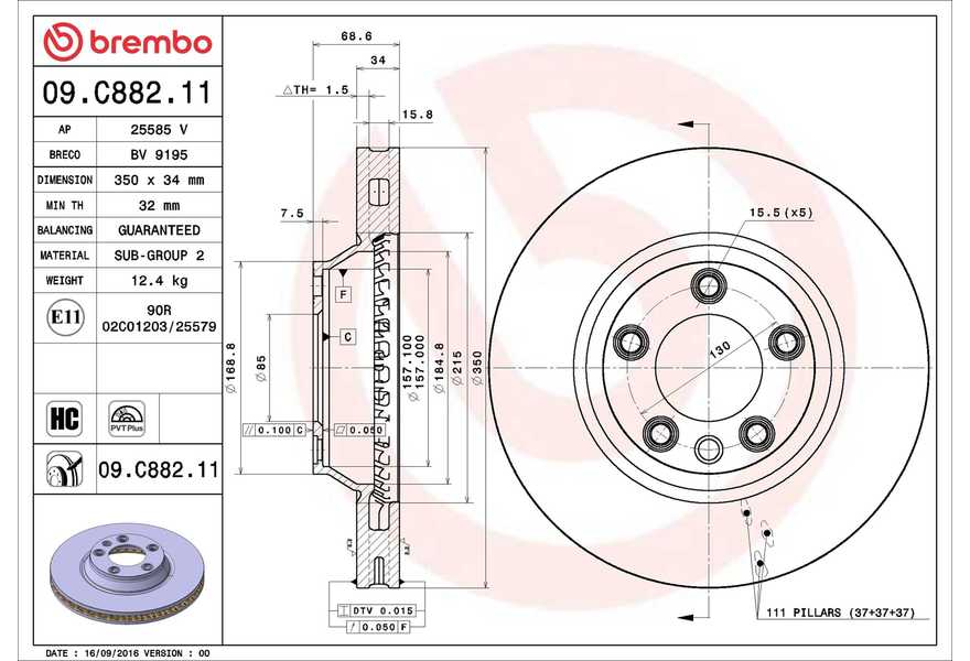 Brembo Front Premium UV Coated OE Equivalent Rotor - Porsche - 03-06 Porsche Cayenne 08-13 Cayenne - 09.C882.11 - Rzcrewgarage
