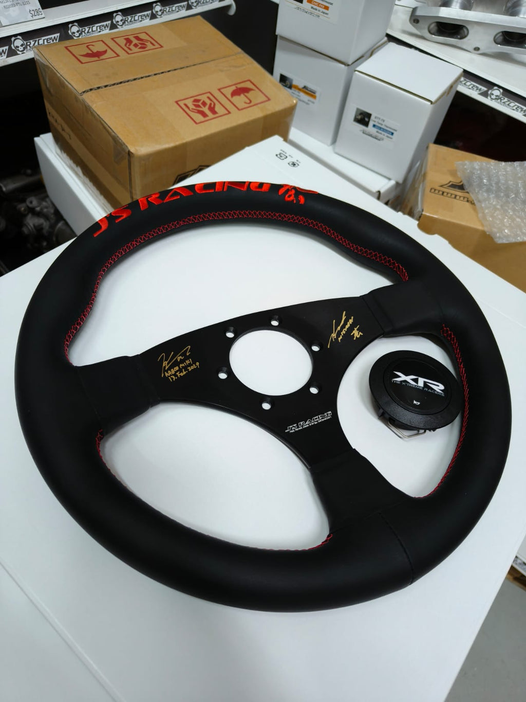 Js Racing - Signed store limited Steering Wheel - 3 Spokes Leather-XRSG-Store Limited - RZCrewGarage
