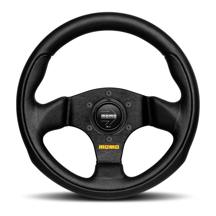 Momo - TEAM Steering Wheels - 300mm Black Stitches Leather - Flat Dish