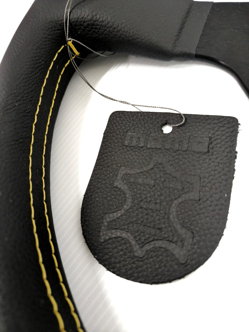 Momo - Monte Carlo Steering Wheels - 350mm Yellow Stitches Leather - Flat Dish-MCL35BK5B - RZCrewGarage