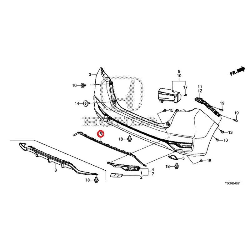 Genuine Honda Parts - Rear Bumper Center Garnish - Honda - Fit-Jazz GK5 - 71505-T5A-J50 - Rzcrew Garage
