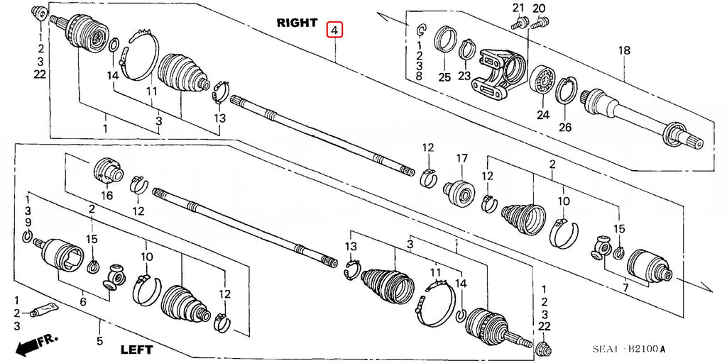 Drive Shaft RIGHT (AT Only) - Honda - CL9 - 44305-SEA-N00 - Rzcrewgarage