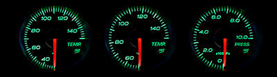 Defi DIN-Gauge Style98 Hommage Black Dial - Green Illumination - Water/Oil Temp, Oil Pressure-DF14405 - RZCrewGarage