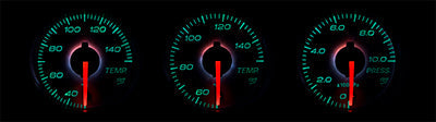 Defi DIN-Gauge Style98 Hommage White Dial - Blue Green Illumination - Water/Oil Temp, Oil Pressure-DF14406 - RZCrewGarage