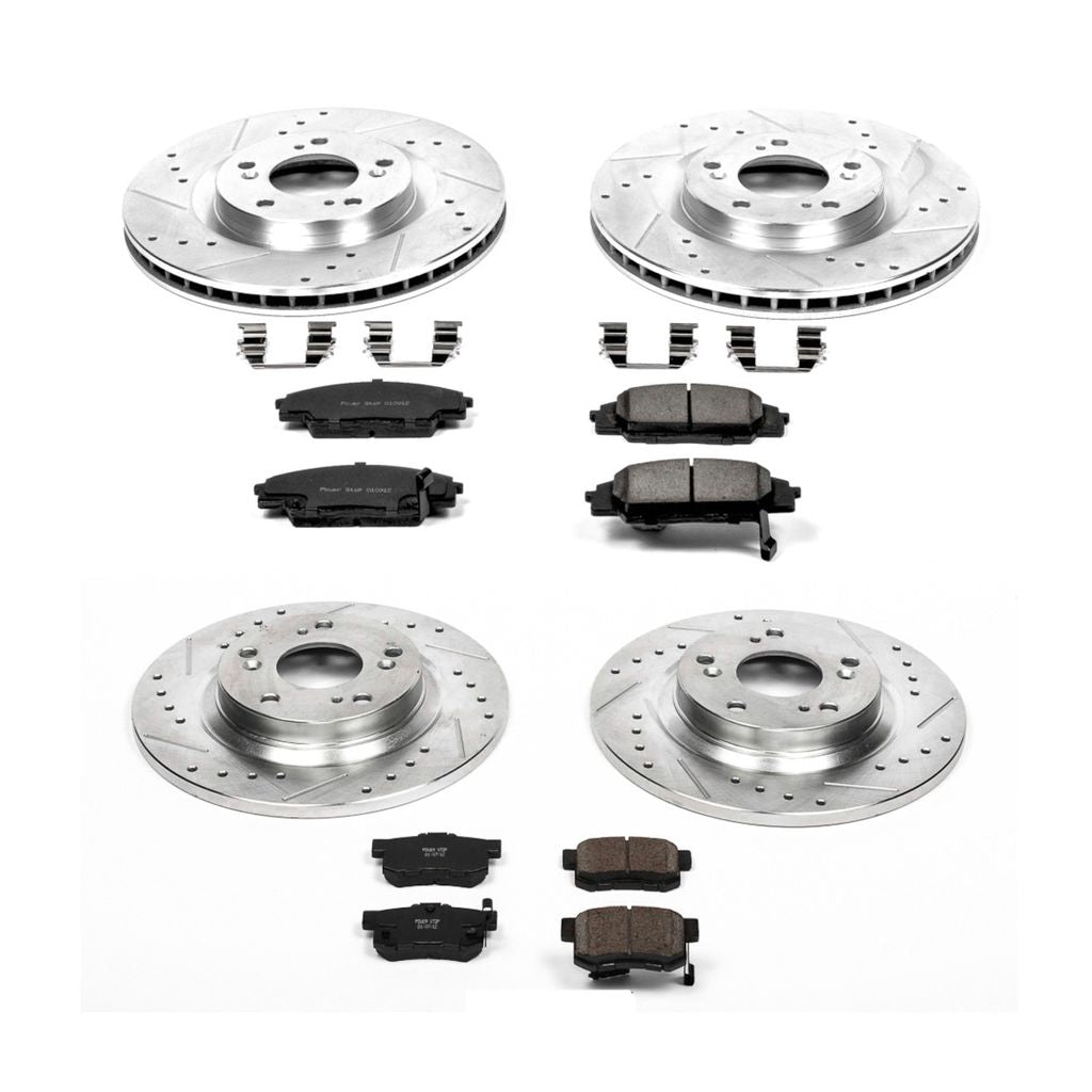 Power Stop Front,Rear Z23 Drilled and Slotted Brake Rotors and Pads Kit - Honda - AP1/AP2 - K2277 - Rzcrewgarage