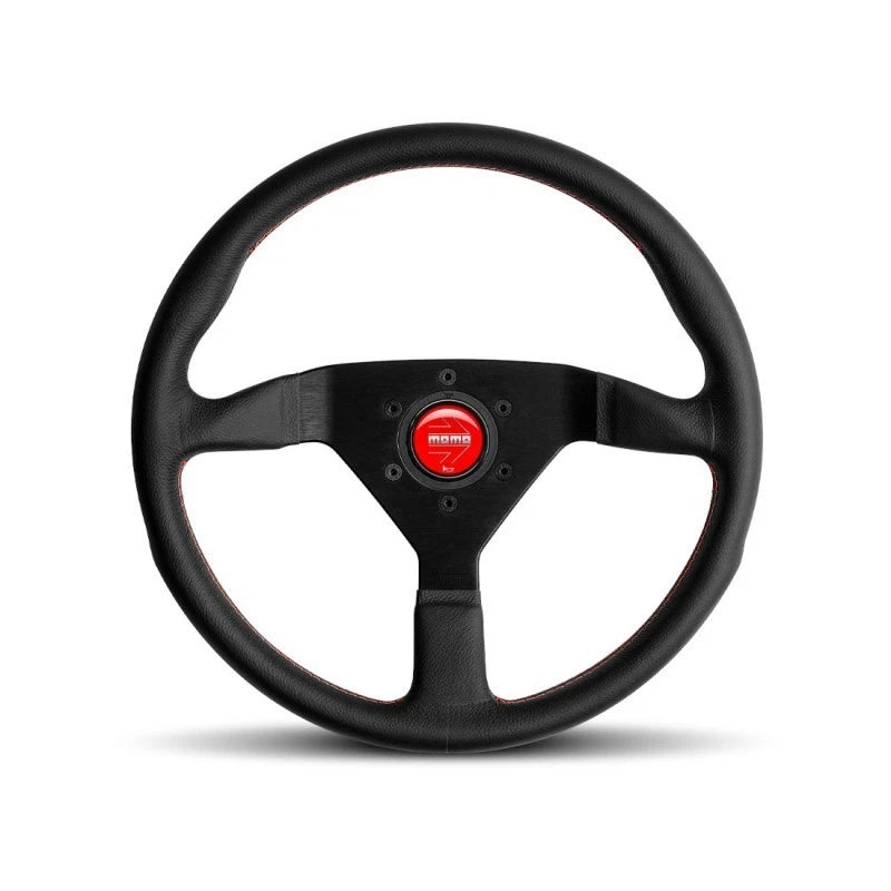Momo - Monte Carlo Steering Wheels - 350mm Red Stitches Leather - Flat Dish