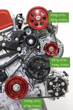 Toda Racing - Lightweight Pulleys Kit (W/o AC) for FD2R - Honda - K20A - 13810-FD2-H00 - 13810-FD2-H00
