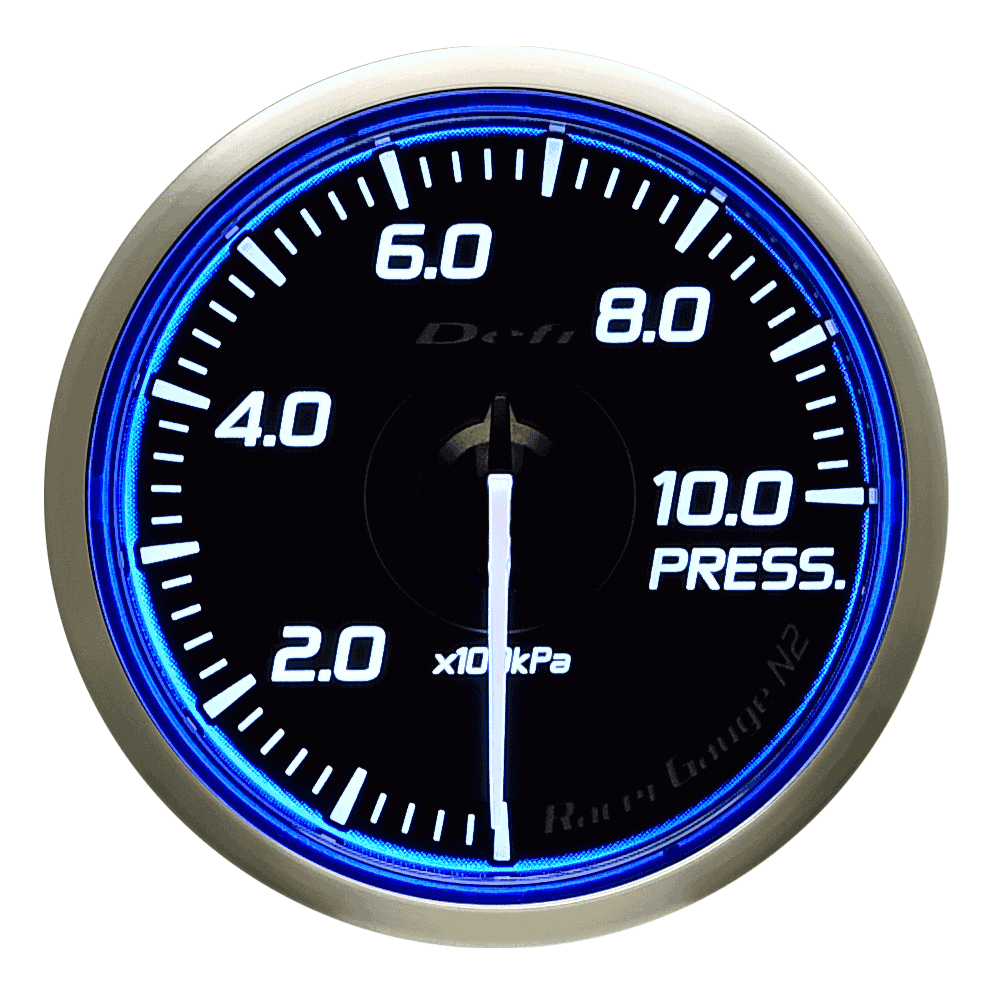 Defi Blue Racer N2 Oil Pressure Gauge - 60mm - 10 Bar-DF16801 - RZCrewGarage