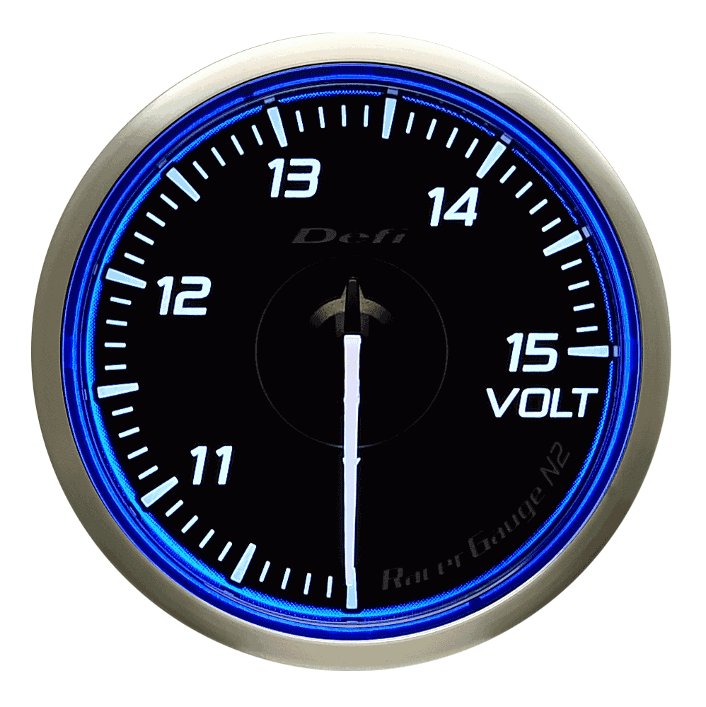 Defi Blue Racer N2 Voltage Gauge - 60mm - 10-15V-DF17101 - RZCrewGarage