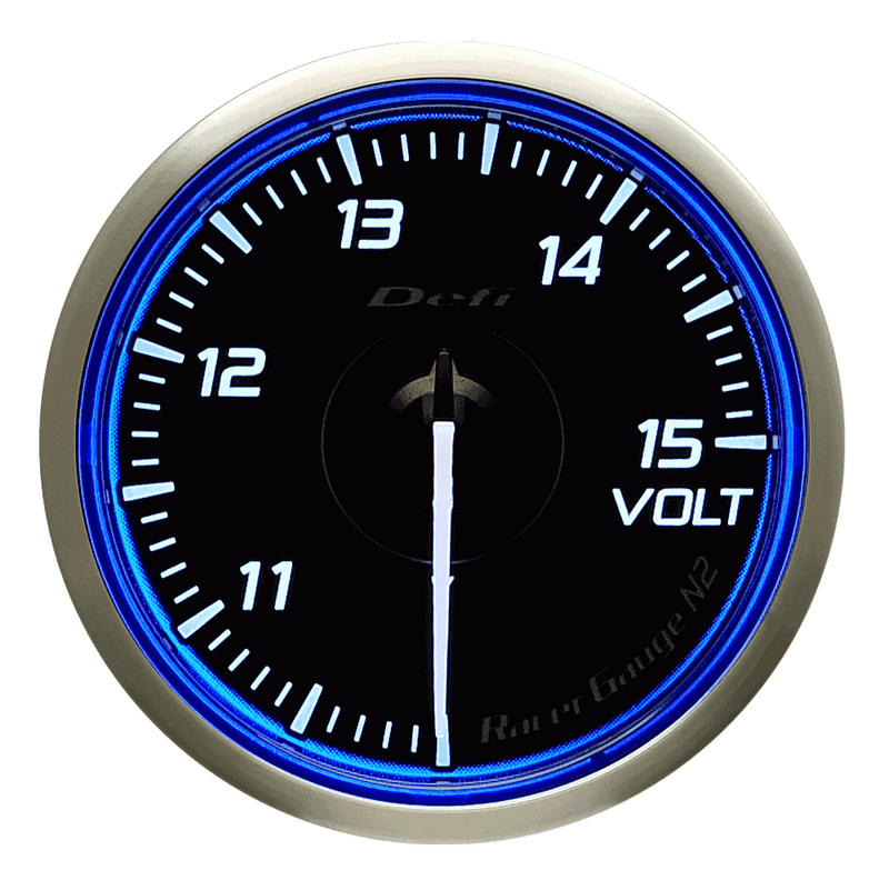 Defi Blue Racer N2 Voltage Gauge - 60mm - 10-15V-DF17101 - RZCrewGarage