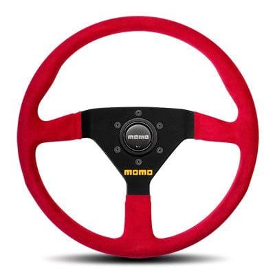 Momo - Mod-78 Red Steering Wheels - 3 Spokes Suede - 37mm Dish-M-64 - RZCrewGarage