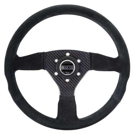 Sparco - Carbon 385 Steering Wheels - 3 Spokes Suede,Carbon - 30mm Deep Dish-015RC385SN - RZCrewGarage