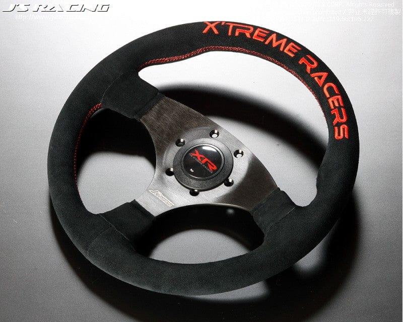 Js Racing - XR Type-F Steering Wheel - 3 Spokes Leather/Suede-XRSG-TF-RDL - RZCrewGarage