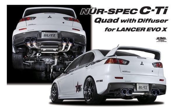 Blitz - NUR-SPEC C Ti Quad with Frp Diffusor exhaust system - Mitsubishi - Lancer Evolution X CZ4A - 64174