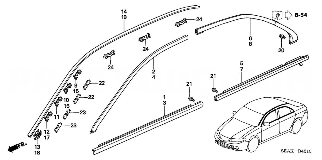 Genuine Honda Parts - Clip A, L. Windshield - Honda - Accord Euro R CL7 - 73163-SEA-003 - Rzcrew Garage
