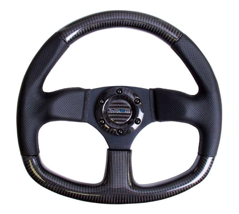 NRG - CARBON FIBER STEERING WHEEL 320mm FLAT BOTTOM w/ Black stitching Steering Wheels - 3 Spokes Carbon,Leather-ST-009CFBS - RZCrewGarage