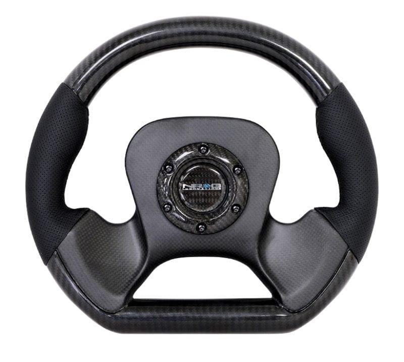 NRG - CARBON FIBER STEERING WHEEL with leather accent 320mm CF CENTER PLATE two tone carbon Steering Wheels - 3 Spokes Carbon-ST-X10CF - RZCrewGarage