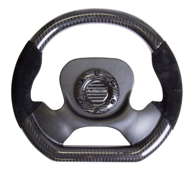 NRG - CARBON FIBER STEERING WHEEL with Suede accent 320mm CF CENTER PLATE two tone carbon Steering Wheels - 3 Spokes Carbon-ST-X10CF-S - RZCrewGarage