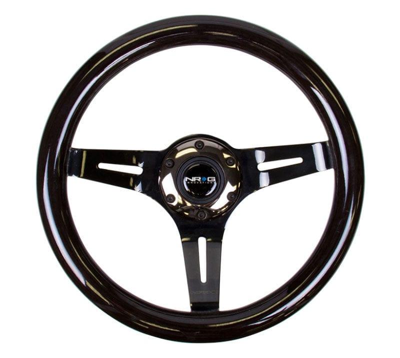 NRG - Classic Black Wood Grain Wheel, 310mm, 3 spoke center in Black Chrome Steering Wheels - 3 Spokes Wood-ST-310BK-BK - RZCrewGarage