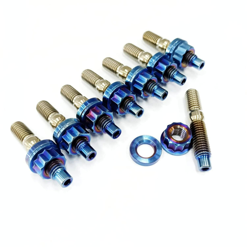 Rzcrew Racing - M10x1.25 Exhaust Manifold Titanium Bolts Kit ( x7) - Honda K Series - RZ-STUD-7BM1012555