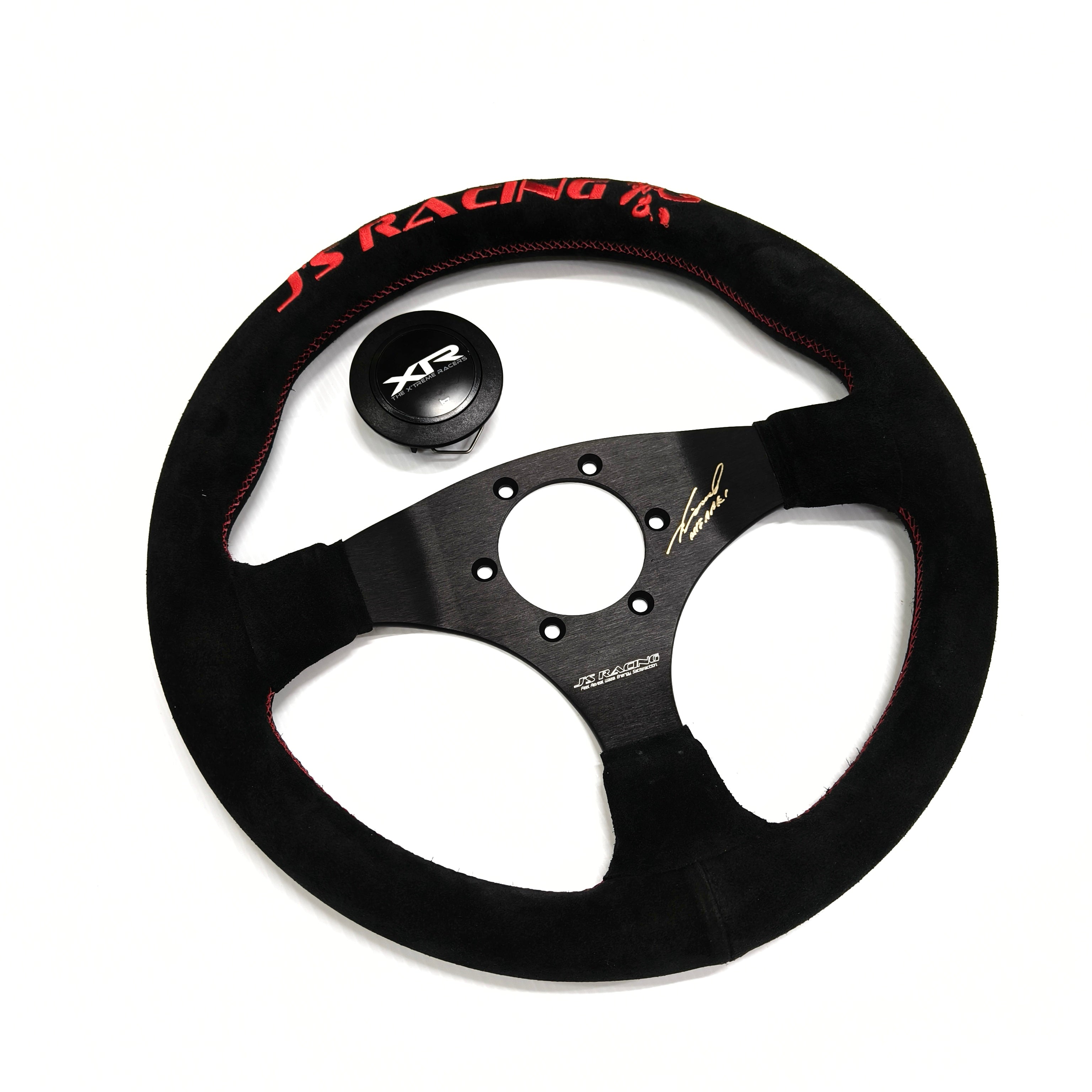 Js Racing - Signed store limited Steering Wheel - 3 Spokes suede-XRSG-Store Limited - RZCrewGarage