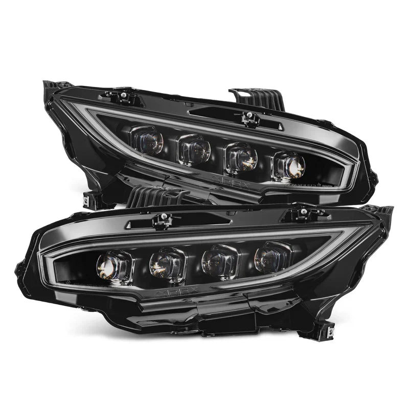 AlphaREX - Nova-Series Led Projector Headlights Black With Converter (Stock Led Headlights Only) - Honda - Civic Type R FK8 - 880491/810038 - Rzcrew Garage