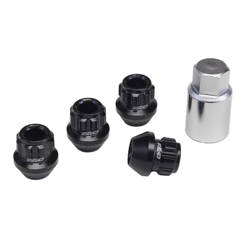 Rays - 17HEX Racing Lock Nut Set (Short/Through Type) L25 - 4 Pieces - Black - M12x1.25 - RZCrewGarage