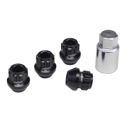 Rays - 17HEX Racing Lock Nut Set (Short/Through Type) L25 - 4 Pieces - Black - M12x1.25 - RZCrewGarage
