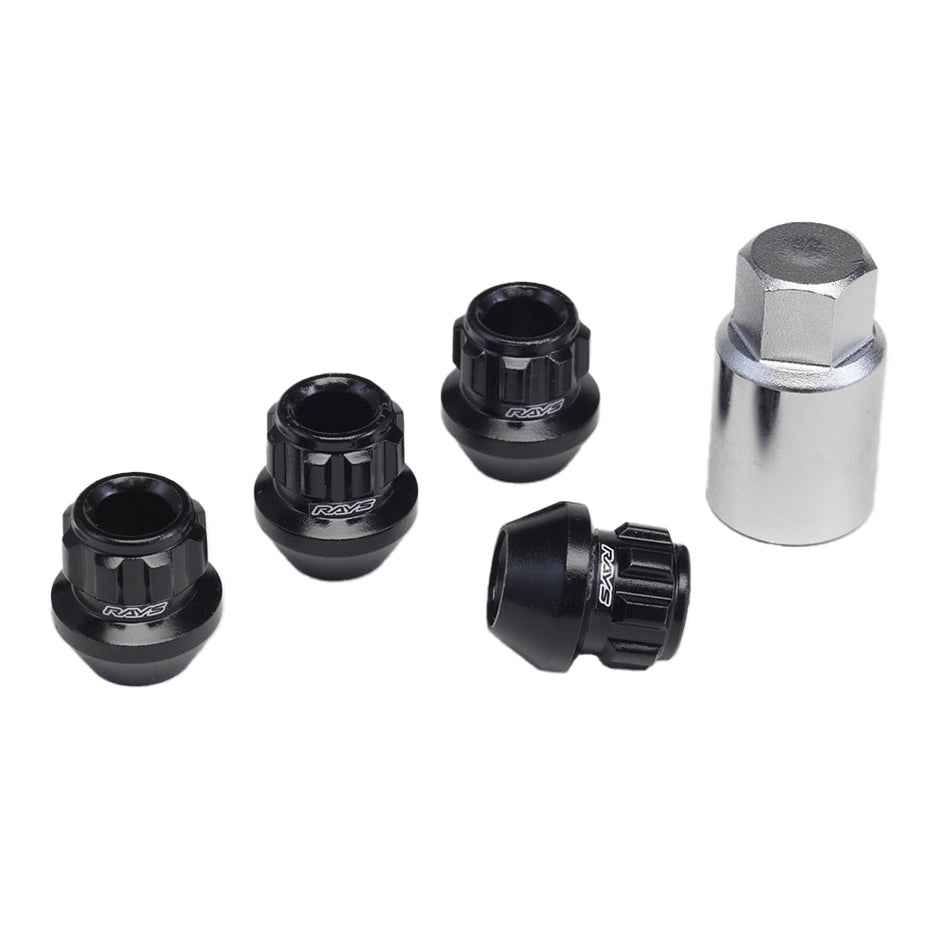 Rays - 17HEX Racing Lock Nut Set (Short/Through Type) L25 - 4 Pieces - Black - M12x1.25 - RZCrewGarage