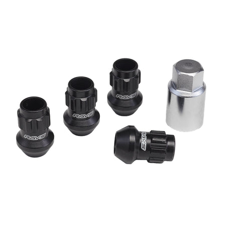 Rays - 17HEX Racing Lock Nut Set (Medium/Through Type) L35 - 4 Pieces - Black - M12x1.5 - RZCrewGarage