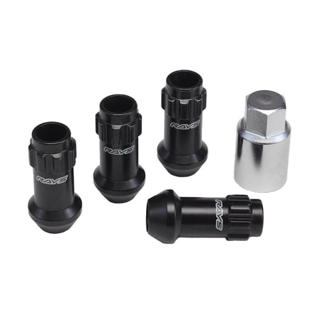 Rays - 17HEX Racing Lock Nut Set (Long/Through Type) L48 - 4 Pieces - Black - M12x1.25 - RZCrewGarage