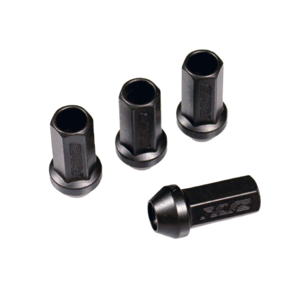 Rays - 17HEX Racing Nut Set (Long/Through Type) L48 - 4 Pieces - Black - M12x1.25 - RZCrewGarage