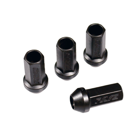 Rays - 17HEX Racing Nut Set (Long/Through Type) L48 - 4 Pieces - Black - M12x1.25 - RZCrewGarage