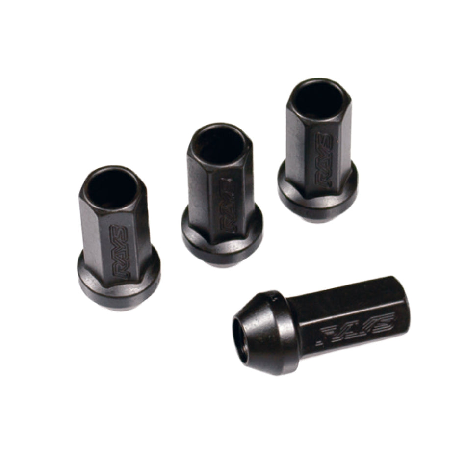 Rays - 17HEX Racing Nut Set (Long/Through Type) L48 - 4 Pieces - Black - M12x1.25 - RZCrewGarage