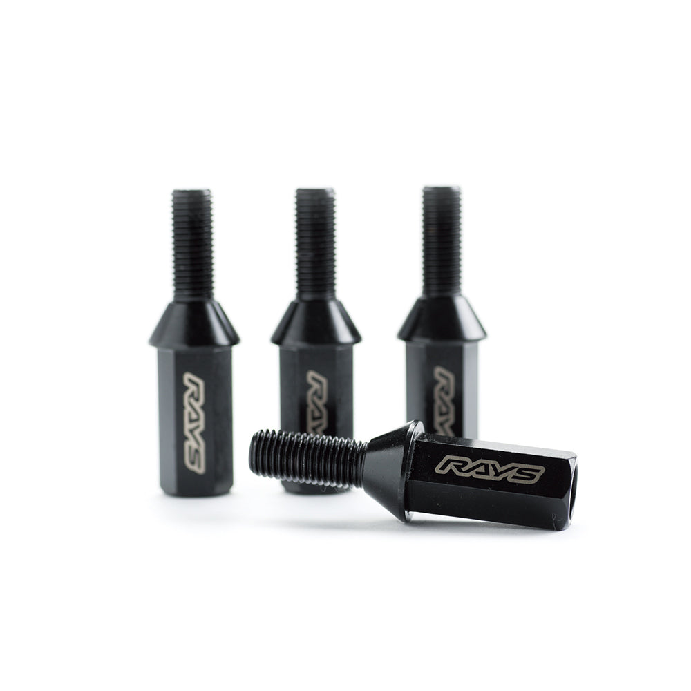 Rays - 17HEX Racing Bolt Set (Head Type) L38 - 4 Pieces - Black - M12x1.5 - RZCrewGarage