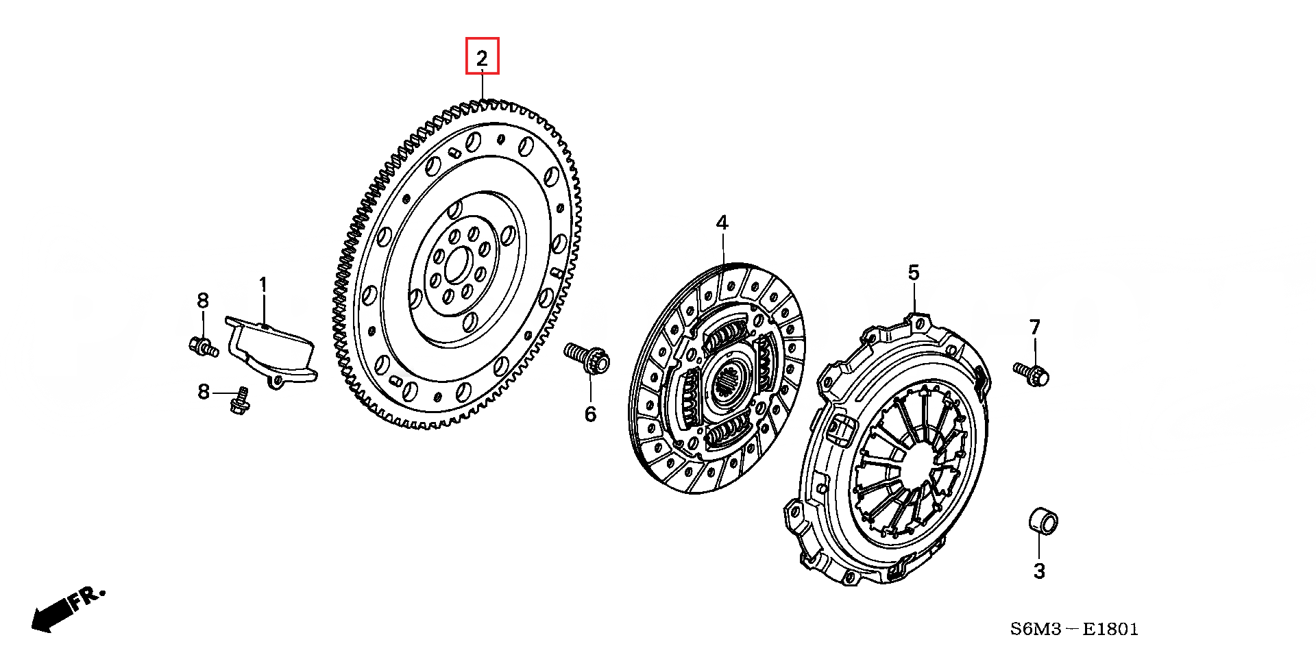 Genuine Honda Parts - flywheel - Honda - DC5R - 22100-PRB-003 - Rzcrewgarage
