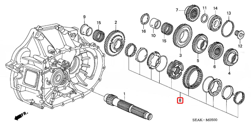 Genuine Honda synchro/sleeve/slider kit 1-2 gears - Honda - CL7 - 23521-PPS-305 - RZCrewGarage