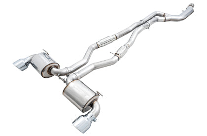 AWE Tuning 2020 Toyota Supra A90 Resonated Touring Edition Exhaust - 5in Chrome Silver Tips -3015-32118