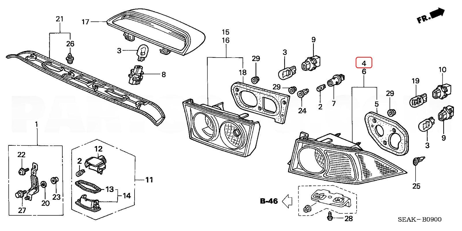Genuine Honda Parts - Outer Lamp Unit Left - Honda - Accord Euro R CL7 - 33506-SEA-J51 - Rzcrew Garage