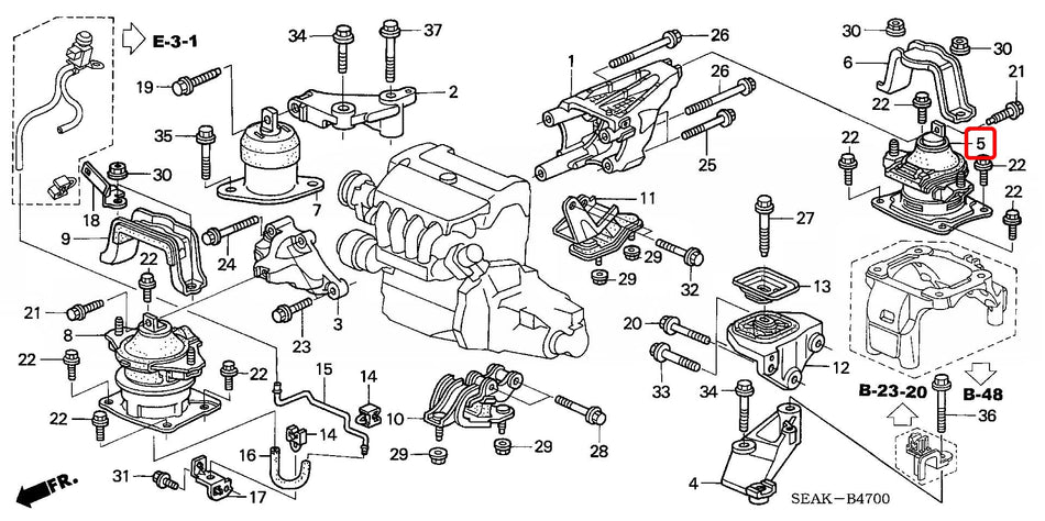Honda Rubber, Engine RR. Mounting (MT) - Honda - Accord Euro R CL7