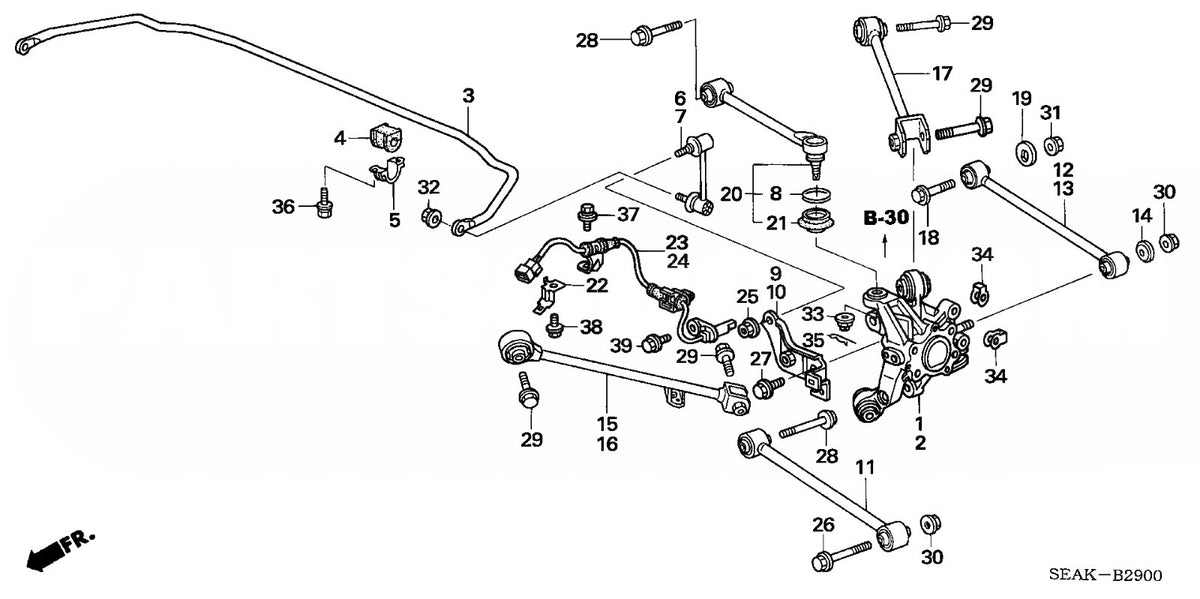 Genuine Honda Parts - Genuine Honda Parts - LINK COMP., R. RR. STABILIZER - Honda - Accord Euro R CL7 - 52320-S84-A01 - Rzcrewgarage