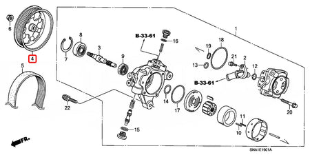 Genuine Honda Parts - Pulley, Power Steering Pump - Honda K20A - 56483-RRC-003 - 56483-RRC-003