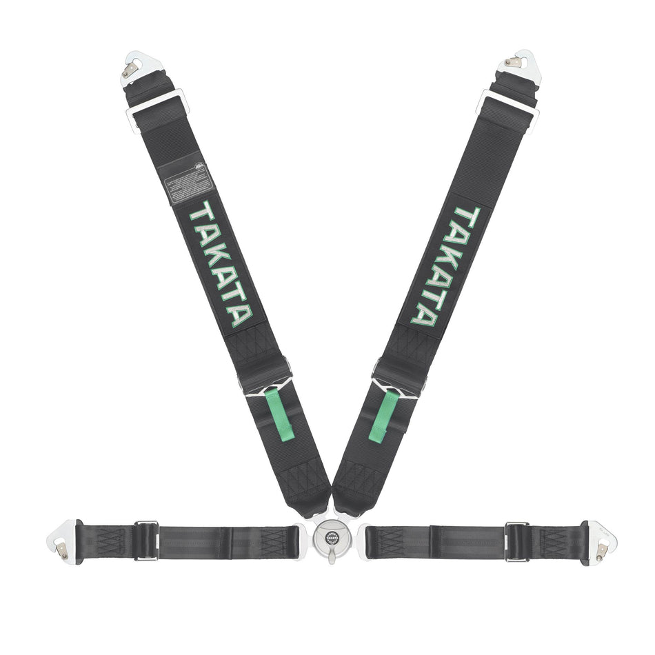 TAKATA Race 4 Snap On Harness - FIA Approved - Green / Black